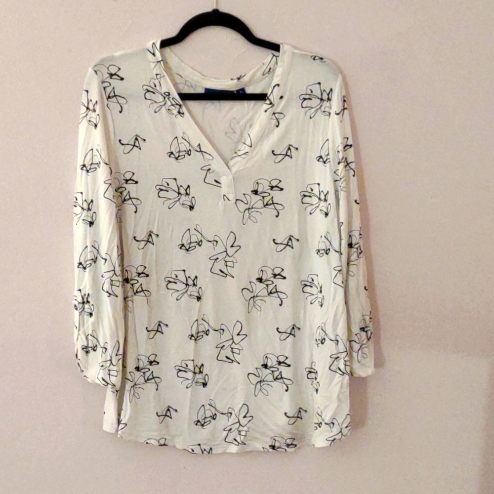 Apt. 9 White/Black Tunic Top, size XL